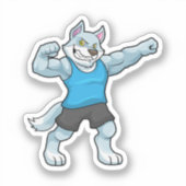 Sticker Wolf comme Bodybuilder avec les gros bras supérieu (Recto)