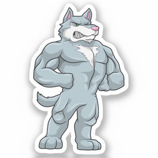 Sticker Wolf comme Bodybuilder extrême (Recto)