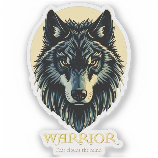 Sticker Wolf face fenrir guerrier tribal sans crainte fenr (Devant)