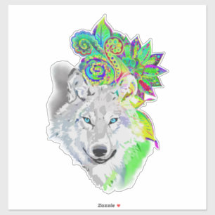 Sticker Wolf Floral
