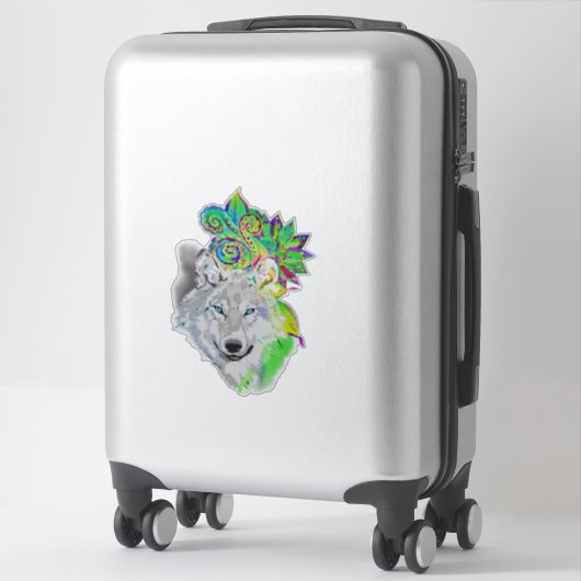 Sticker Wolf Floral (Sur valise)