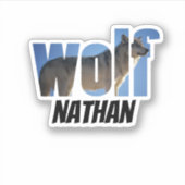 Sticker Wolf photo prénom avec typographie noire (Devant)