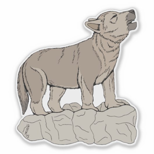 Sticker Wolf Pup Howling (Devant)