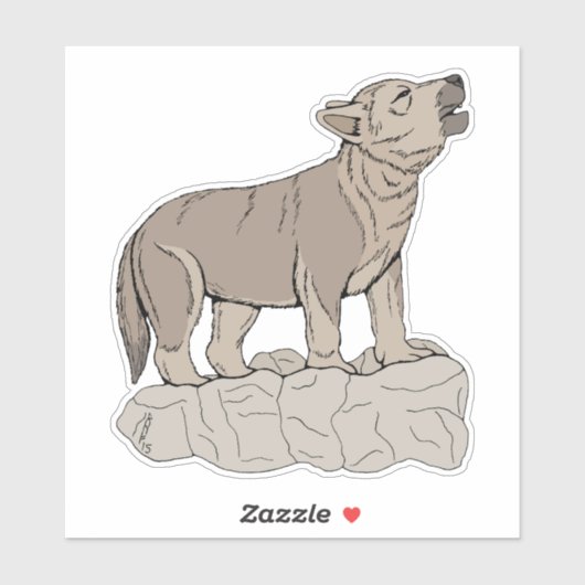 Sticker Wolf Pup Howling (Feuille)