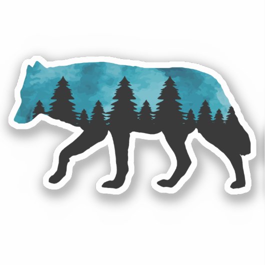 Sticker Wolf Silhouette moderne (Recto)
