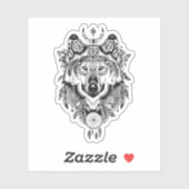 Sticker Wolf tribal indien (Feuille)