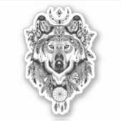 Sticker Wolf tribal indien (Devant)