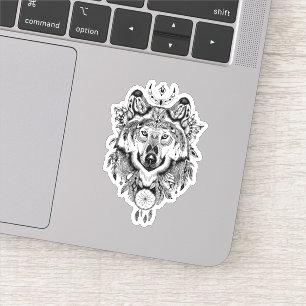 Sticker Wolf tribal indien