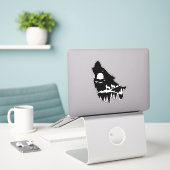 Sticker Wolf Vinyl. (Ordinateur portable sur le bureau)