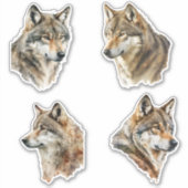 Sticker Wolf Watercolor Portraits  (Devant)