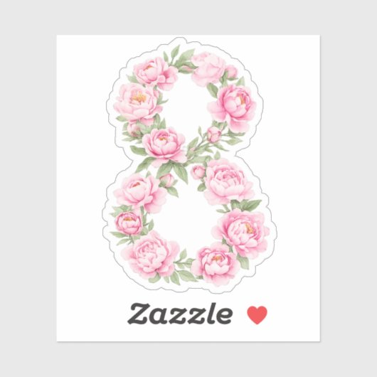Sticker Women’s Day Peony Flower for March 8 (Feuille)