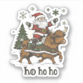 Sticker Womens Xmas Tree Lighting Santa Riding Highland Co (Devant)