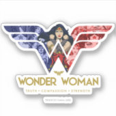 Sticker Wonder Woman Crossed Arms dans le logo collage (Devant)