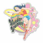 Sticker Wonder Woman Flowers rétro (Devant)