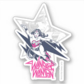 Sticker Wonder Woman Glam Rock Flying Character Graphic (Devant)