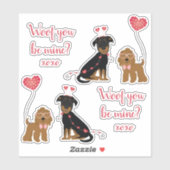 Sticker Woof You Be Mine Valentine Dogs (Feuille)