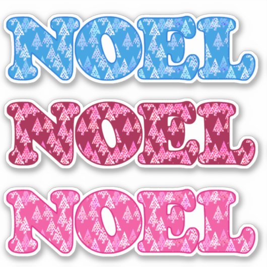 Sticker Word Art - Noel avec des arbres de Noël (Devant)
