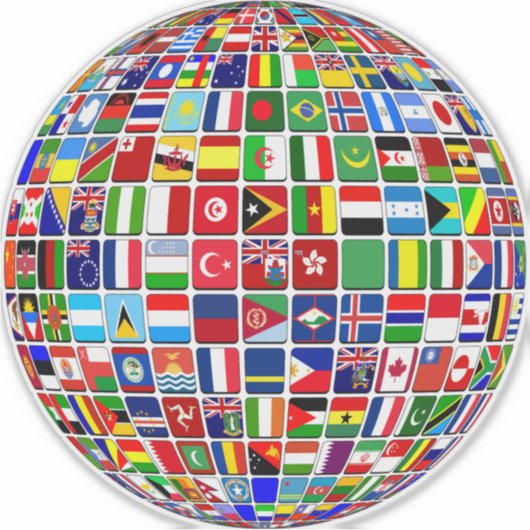 Sticker World Flags Globe, International, (Devant)