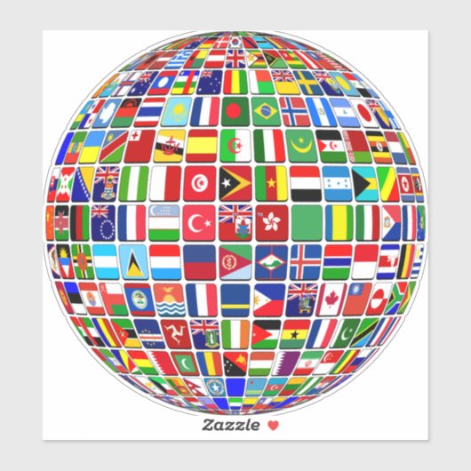 Sticker World Flags Globe, International, (Feuille)