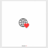 Sticker World Love Globe Icon | Heart Earth Summer Design (Feuille)