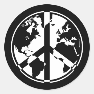 Sticker World Peace - Blanc sur Noir