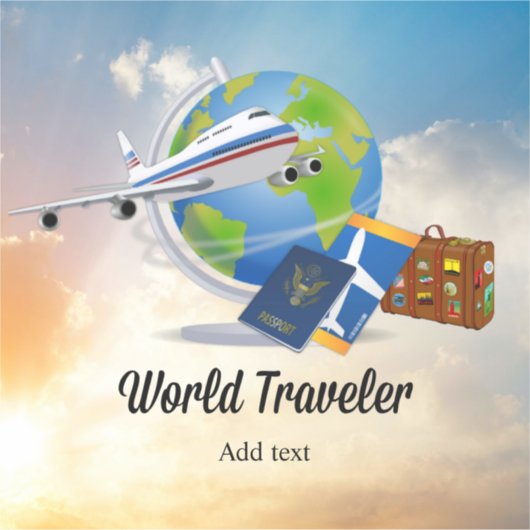 Sticker World Traveller Modèle, Ajouter du texte, (Devant)