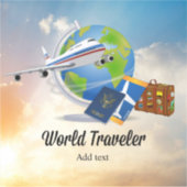 Sticker World Traveller Modèle, Ajouter du texte, (Devant)