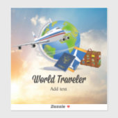 Sticker World Traveller Modèle, Ajouter du texte, (Feuille)