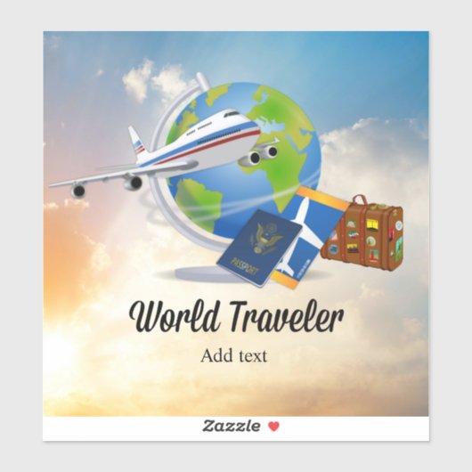 Sticker World Traveller Modèle, Ajouter du texte, (Feuille)