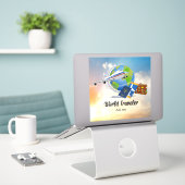 Sticker World Traveller Modèle, Ajouter du texte, (Ordinateur portable sur le bureau)