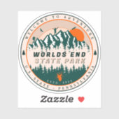Sticker Worlds End State Park Pennsylvania Retro Sunset (Feuille)