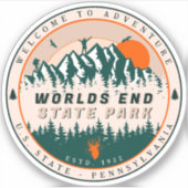 Sticker Worlds End State Park Pennsylvania Retro Sunset (Devant)