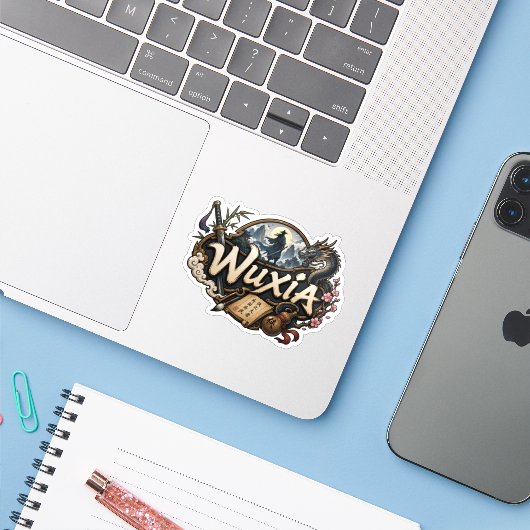 Sticker Wuxia (Ordinateur portable avec iPhone)