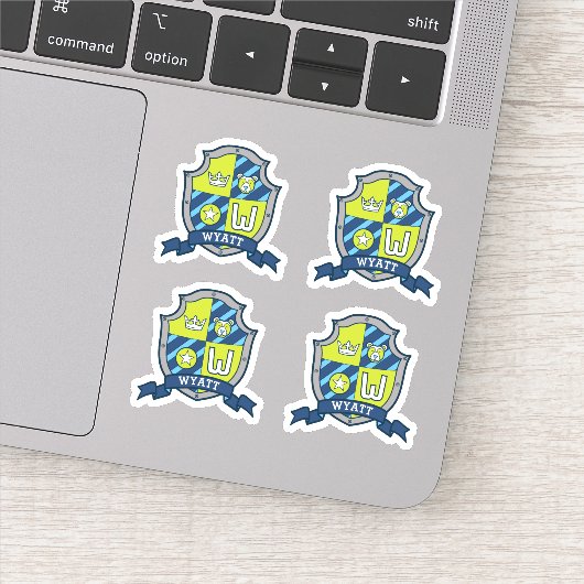 Sticker Wyatt lettre initiale W nom personnalisé porte cre (Détail)