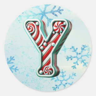 Sticker "Y" de Noël sucre de canne, Stripes festiv