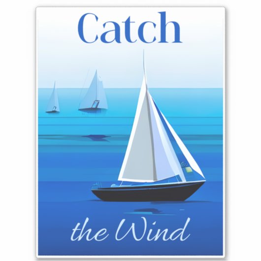 Sticker Yachts sous voile, attraper le vent (Devant)