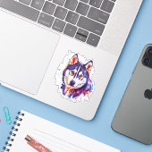 Sticker Yakutian Laika Dog (Ordinateur portable avec iPhone)