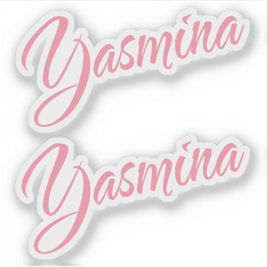 Sticker Yasmina nom rose cursive x2 (Devant)