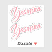 Sticker Yasmina nom rose cursive x2 (Feuille)