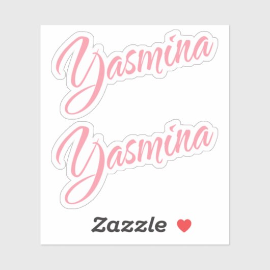 Sticker Yasmina nom rose cursive x2 (Feuille)