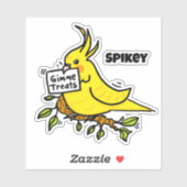 Sticker Yellow Cockatiel Parrot Gimme Treats (Feuille)