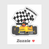 Sticker Yellow Race Car - Checkered Flag Sports (Feuille)