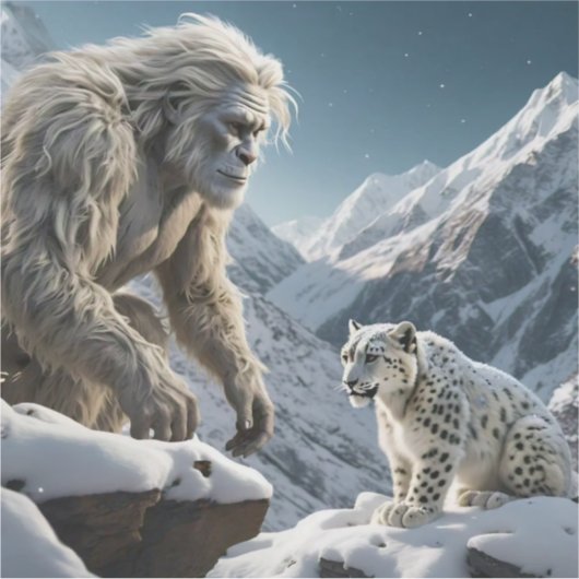 Sticker Yeti et le léopard des neiges (Devant)