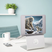 Sticker Yeti et le léopard des neiges (Ordinateur portable sur le bureau)
