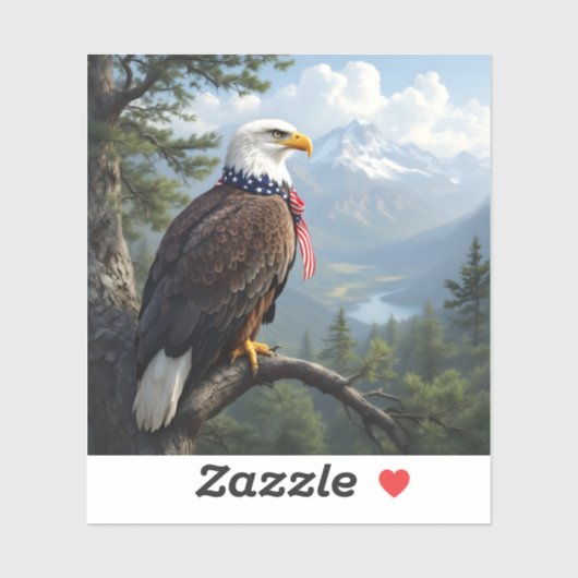 Sticker Yeux du ciel – Portrait carré d'aigle majestueux (Feuille)
