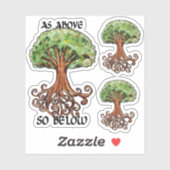Sticker Yggdrasil Arbre Norse Mythologie Aquarelle (Feuille)