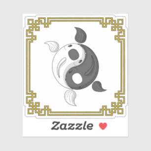 Sticker Yin et Yang l'autocollant Koi Contour
