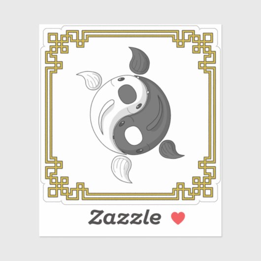 Sticker Yin et Yang l'autocollant Koi Contour (Feuille)