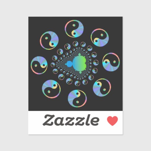 Sticker Yin et Yang Mandelbrot Fractal (Feuille)