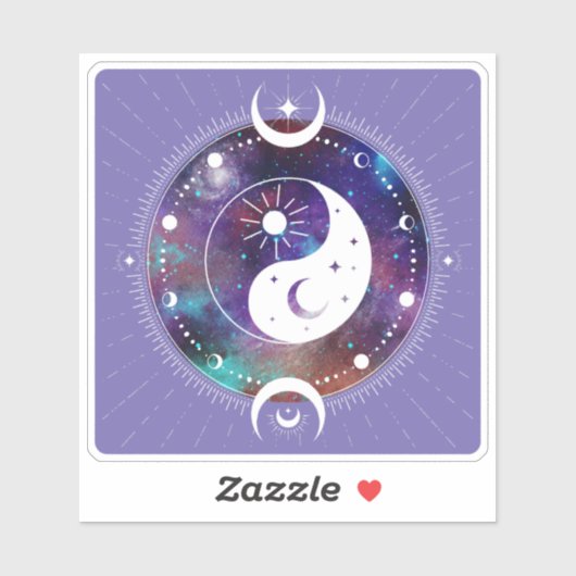 Sticker Yin Yang Galaxy et Crescent Moon (Feuille)